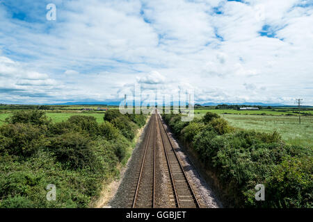 Anglesey , Mona mam Cymru, treno via attraverso l'isola in una giornata di sole, il Galles del Nord, Regno Unito, vicino a Ty Croes stazione. Foto Stock