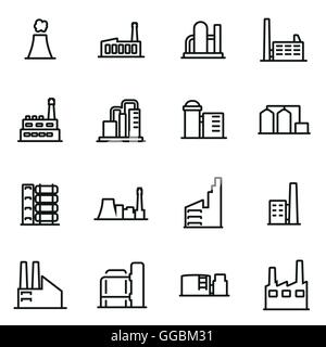 Linea del vettore factory icona impostare Illustrazione Vettoriale