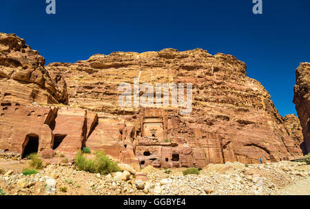 Aneisho tomba a Petra. Patrimonio UNESCO sito in Giordania Foto Stock