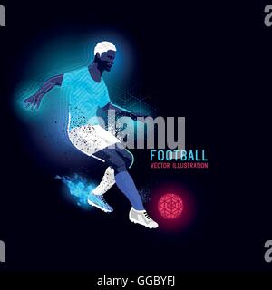 Neon retroilluminato incandescente silhouette di un giocatore di football - illustrazione vettoriale Illustrazione Vettoriale