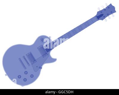 La definitiva rock and roll guitar in blu isolate su uno sfondo bianco. Illustrazione Vettoriale