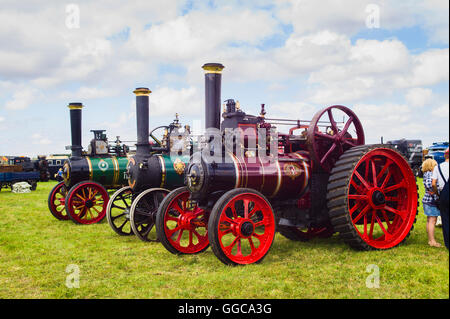 Tre vecchi motori a trazione a vapore rivestito fino ad un inglese visualizza Foto Stock