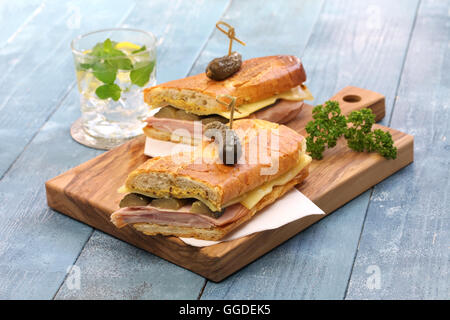 Sandwich cubano, mix cubano, prosciutto e formaggio sandwich premuto Foto Stock