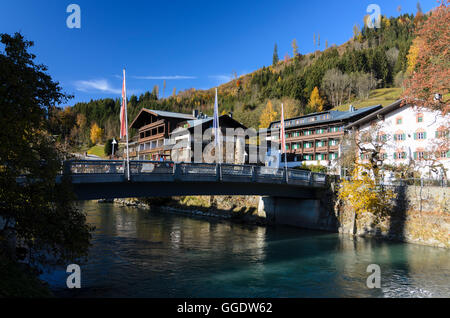 Bruck an der Großglocknerstraße: Ponte sul Fiume Salzach, Austria, Salisburgo, del Pinzgau Foto Stock