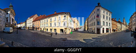 Lubiana piazza centrale vista panoramica, capitale della Slovenia Foto Stock