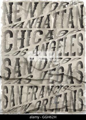 I nomi delle città degli Stati Uniti d'America Illustrazione Vettoriale