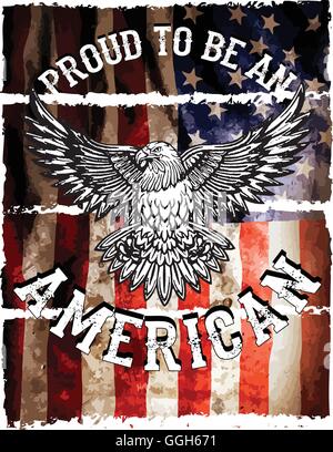 Bandiera americana e eagle grunge Illustrazione Vettoriale