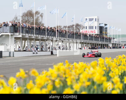 1985 Beatrice Lola-Hart THL 1 in corrispondenza della retta di finitura, Turbo Formula 1 racing car, 72esima Assemblea dei Soci, racing, auto racing, c Foto Stock