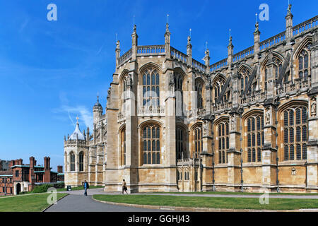 La Cappella di San Giorgio., inferiore Ward, il Castello di Windsor, Windsor, London, England, Regno Unito Foto Stock