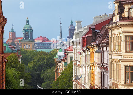 Vista da Vasastaden sopra la città vecchia di Göteborg, Svezia Foto Stock