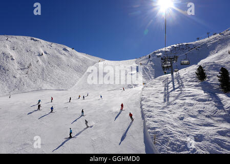 Speikboden area sciistica in Valle Aurina in Alto Adige in inverno, Italia Foto Stock