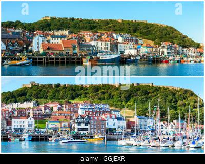 Photo collage con immagini da Scarborough, North Yorkshire, Inghilterra Foto Stock