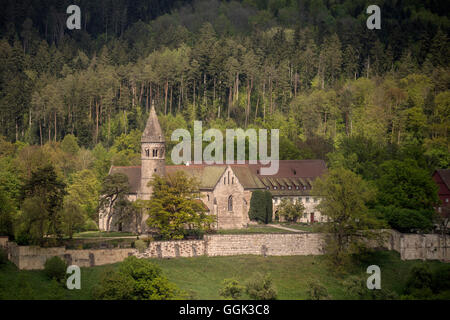 Vista di Lorch monastero, Svevo Alp, Baden-Wuerttemberg, Germania Foto Stock