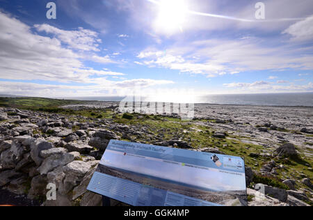 Costa a testa nera con il Burren, Clare, nella costa occidentale dell' Irlanda Foto Stock