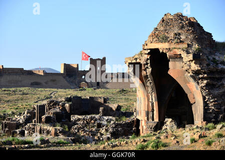 I Lions gate nella zona di Ani vicino a Kars, curdi della zona popolata, Anatolia orientale, orientale della Turchia Turchia Foto Stock