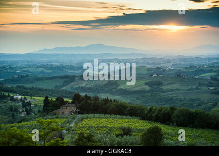 Il paesaggio nei pressi di Tavarnelle Val di Pesa Chianti, Toscana, Italia Foto Stock