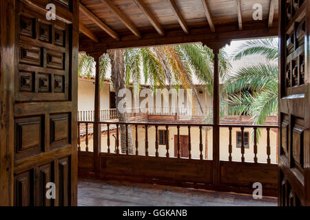 Patio, Casa de los Coroneles, La Oliva, Fuerteventura, Isole Canarie, Spagna Foto Stock
