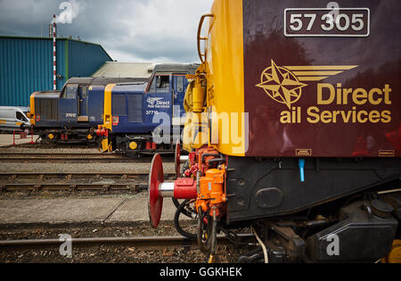 Locomotiva Trainspotters open day crewe il trasporto di fotografi per hobby ferroviario Ferroviaria UK classe 37 47 57 giornata fuori spotting sp Foto Stock