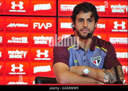 Sao Paulo, Brasile. 05 Ago, 2016. Hudson durante una conferenza stampa dopo la formazione del São Paulo Football Club, tenutasi al TDC Barra Funda, nella zona ovest di São Paulo. Foto: Maurício Rummens/Fotoarena/Alamy Live News Foto Stock