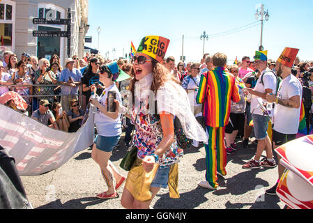 Brighton, Regno Unito. 6 agosto 2016. Brighton Pride Parade. Credito: Julia Claxton/Alamy Live News Foto Stock