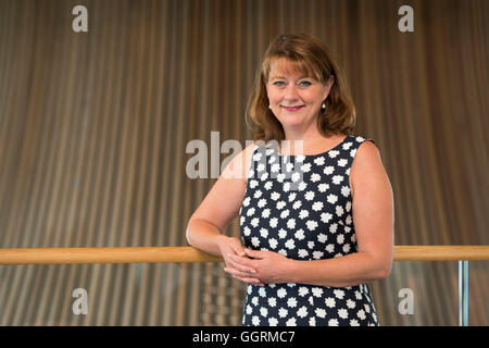 Leanne Wood leader di Welsh partito politico Plaid Cymru. Foto Stock
