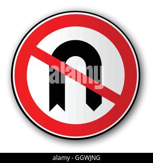 Una grande rotonda rossa segno di traffico la visualizzazione del n. U girare il simbolo Illustrazione Vettoriale