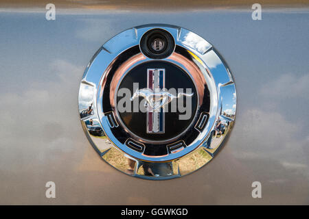 Auto d'epoca americana Ford Mustang, primo piano della vista posteriore Foto Stock