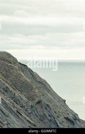 Bel Mare e Cielo e orizzonte paesaggio con operazioni automatiche di fine campo viaggi estivi colori pastello Foto Stock