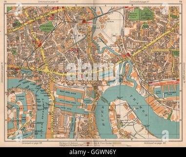 E LONDRA. Bromley Mile End Limehouse Canning Town Millwall pioppo, 1938 Mappa Foto Stock