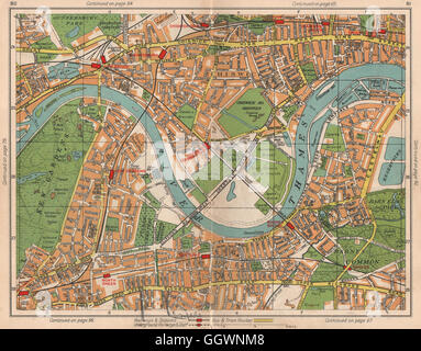 SW di Londra. Il Chiswick Gunnerbsury Kew Mortlake Barnes North Sheen, 1938 mappa vecchia Foto Stock