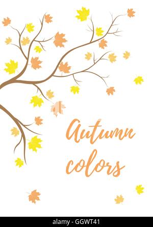 In autunno il ramo con foglie che cadono Illustrazione Vettoriale