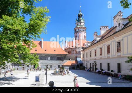 Ceský Krumlov (Böhmisch Krumau): cortile del castello, Ceco, Jihocesky, Südböhmen, Boemia del Sud, Foto Stock