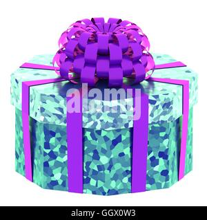 Isolato luminose confezione regalo con bowknot decorativi Foto Stock