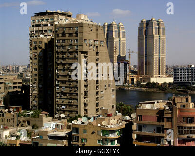 Vista della zona di Zamalek del Cairo - Egitto. Considerato un quartiere di lusso a Il Cairo. Foto Stock