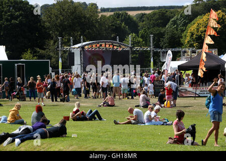 Chichester, Regno Unito. Il 7 agosto, 2016. Il Regno Unito il più grande festival di peperoncino a West Dean Gardens, vicino a Chichester, West Sussex, Regno Unito. Nella foto è azione dell'evento. Credito: Sam Stephenson/Alamy Live News. Foto Stock