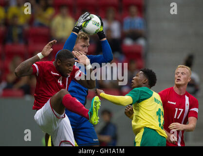 Il Brasile. Il 7 agosto, 2016. BRASILIA, Brasile - 07 agosto: Hojbjerg Jeppe. Di Dinamarca a Mane Garrincha Stadium il 7 agosto 2016 a Brasilia, Brasile. (Credito Immagine: © TripeFoto via ZUMA Press) Foto Stock