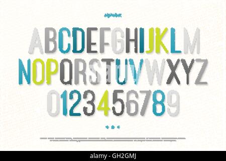 Alfabeto moderno lettere e numeri. vettore di tipo font design. disegnati a mano scritte icone. contemporaneo, alta typesetting. regula Illustrazione Vettoriale