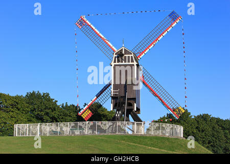 Il Saint John House Mill (1770) a Bruges, Belgio Foto Stock