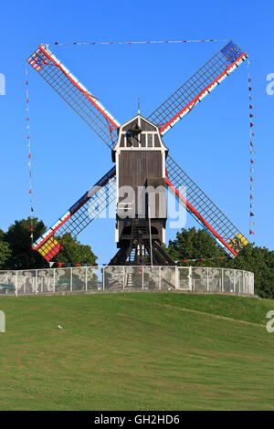 Il Saint John House Mill (1770) a Bruges, Belgio Foto Stock