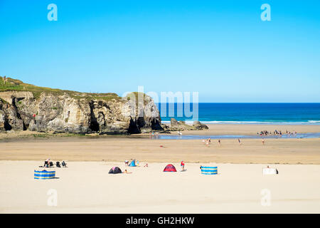 Perranporth beach in Cornovaglia, England, Regno Unito Foto Stock