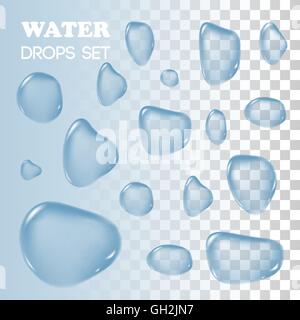 Gocce d'acqua. Oggetti vettoriali. Pioggia sul background. Illustrazione Vettoriale