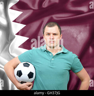 Orgoglioso tifoso del Qatar Foto Stock