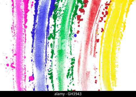 Una gamma di colori cosparse in linee e isolato su bianco. Foto Stock