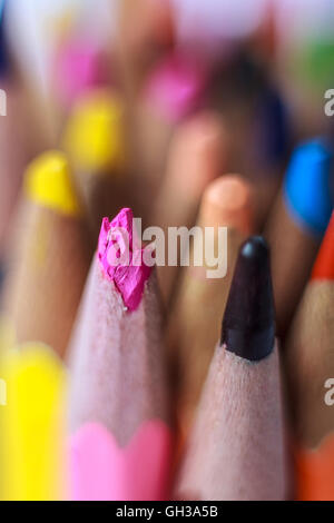 Close up macro shot di color pencil matita di pelo naselli messa a fuoco selettiva