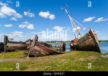 Bellezza in decadendo barche sul fango appartamenti river orwell suffolk Foto Stock