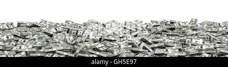 Panorama di pile di dollari / 3D illustrazione di panoramiche di pile di centinaia di fatture del dollaro Foto Stock