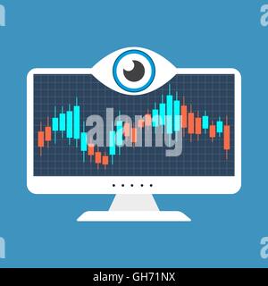 Il mercato azionario concetto. Design piatto elegante. Isolato sul colore di sfondo Illustrazione Vettoriale