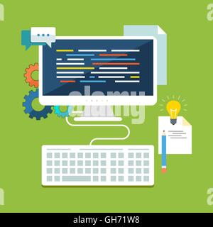 Il concetto di sviluppo. Design piatto elegante. Isolato sul colore di sfondo Illustrazione Vettoriale