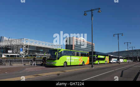 International coach station con Flixbus allenatori di Sloterdijk stazione ferroviaria di Amsterdam, Paesi Bassi Foto Stock