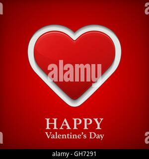 Il giorno di San Valentino biglietto di auguri con grande cuore rosso. Illustrazione Vettoriale Illustrazione Vettoriale